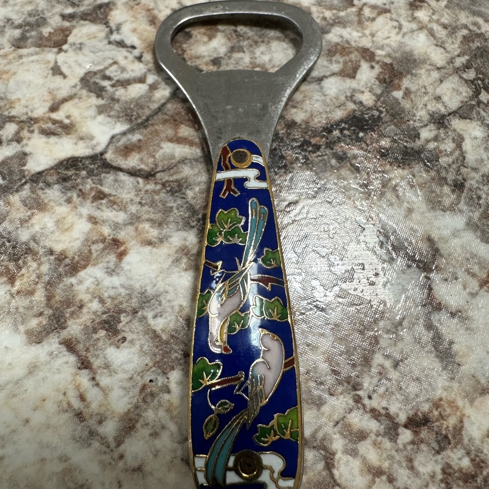 Vintage Cloisonné Colorful Bird Design Bottle Opener